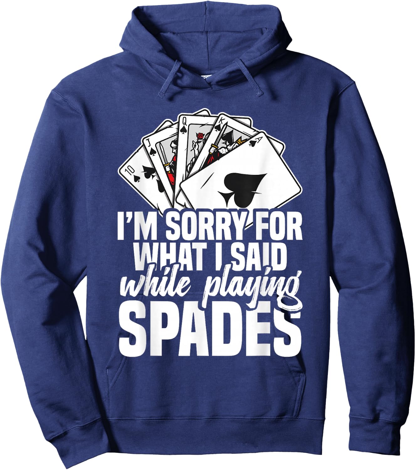 Spades Game Lover Clothing & Spades Set -Adults, -Kids Black Small Modern Sporty Short Sleeve Spades Card Game Hoodie - Hoodie | Navy