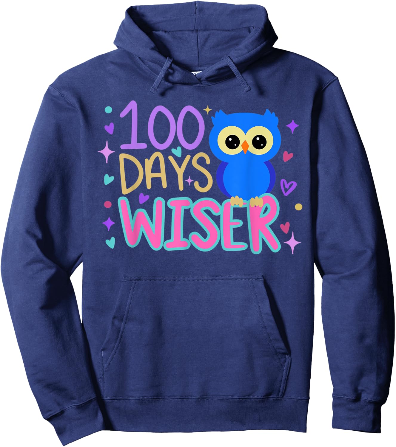 100 Days Wiser Cute Owl 100th Day of School Hoodie - Hoodie | Navy