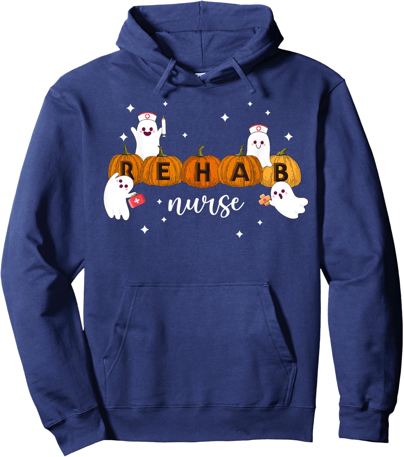 Rehab Nurse Pumpkin Halloween Nursing Health Care Worker Hoodie - Hoodie | Navy