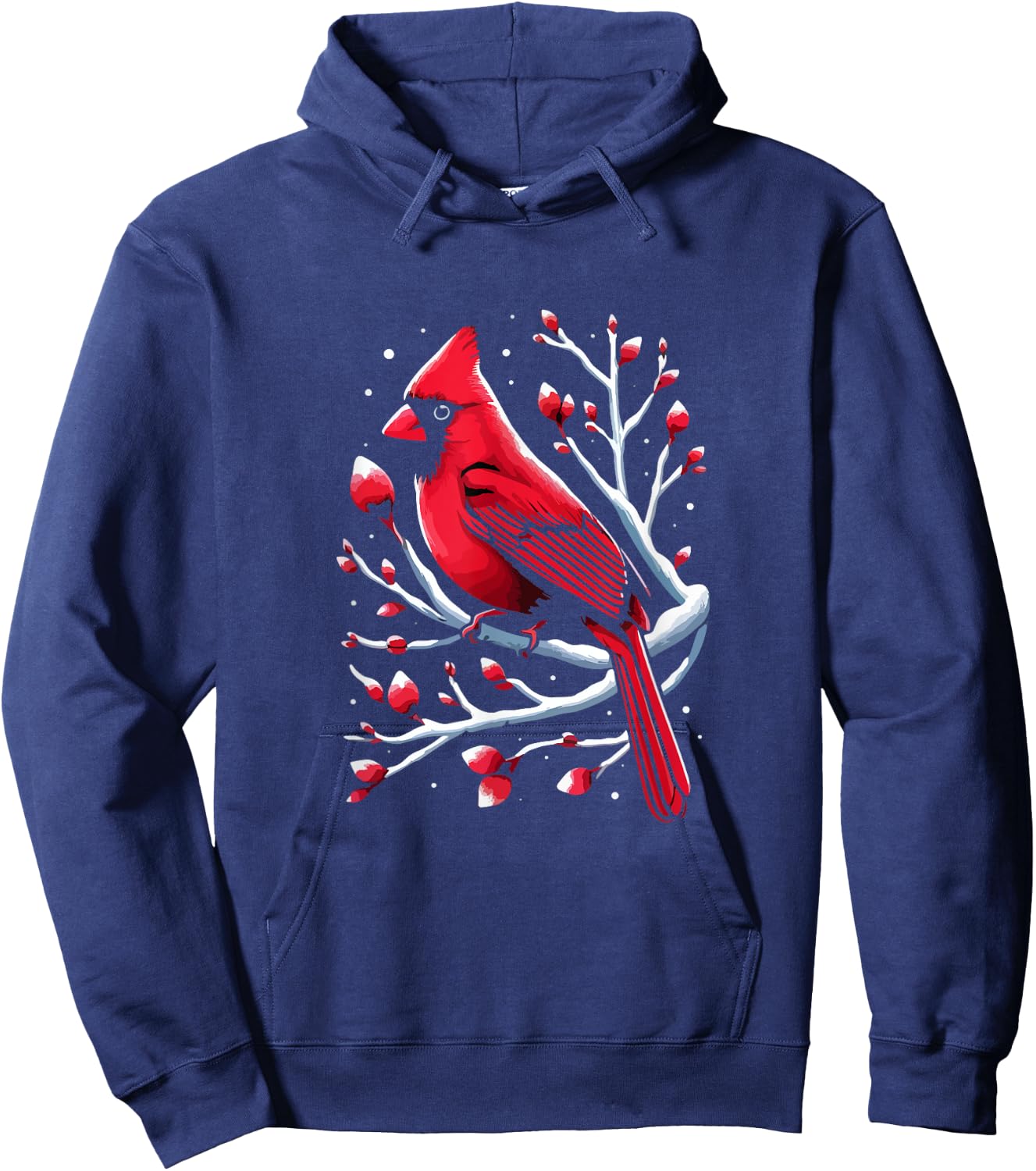 Cardinal Bird in Snowy Berries Birdwatching Bird lover Cute Hoodie - Hoodie | Navy