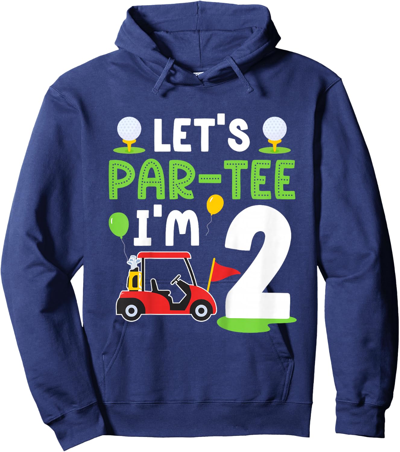 Kids 2nd Golf Birthday Party Two Year Old Golf Player Birthday Hoodie - Hoodie | Navy