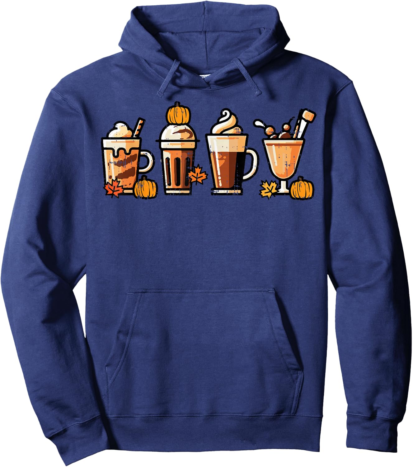 Thanksgiving Coffee Pumpkin Spice Latte Fall Women Men Kids Hoodie - Hoodie | Navy