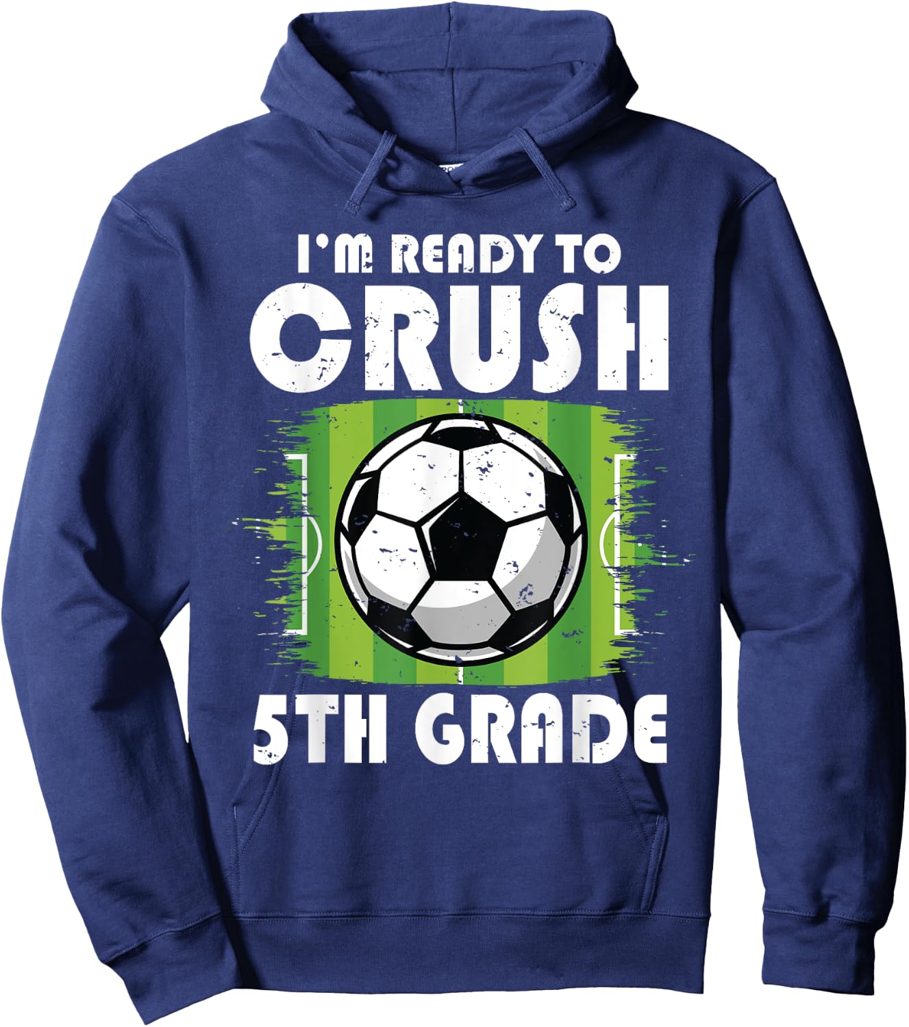 Back to School First Day of 5th Grade Soccer Boys Kids Hoodie - Hoodie | Navy