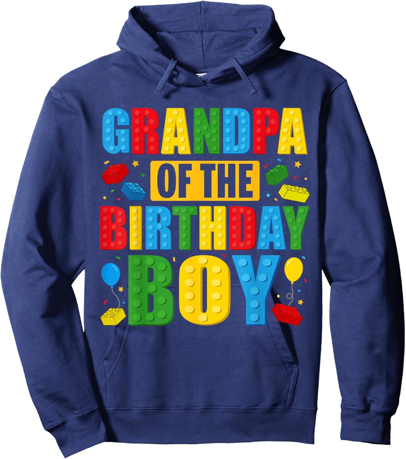Grandpa Of The Birthday Boy Building Blocks Birthday Party Hoodie - Hoodie | Navy