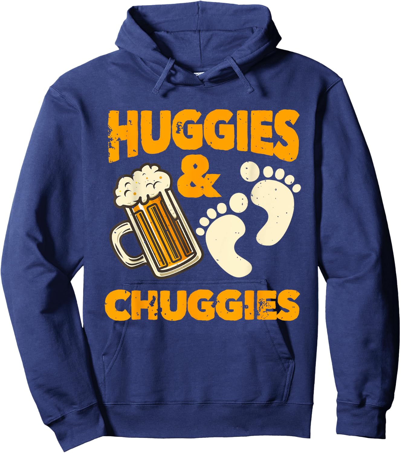 Huggies and Chuggies Funny Future Father Party Gift Hoodie - Hoodie | Navy
