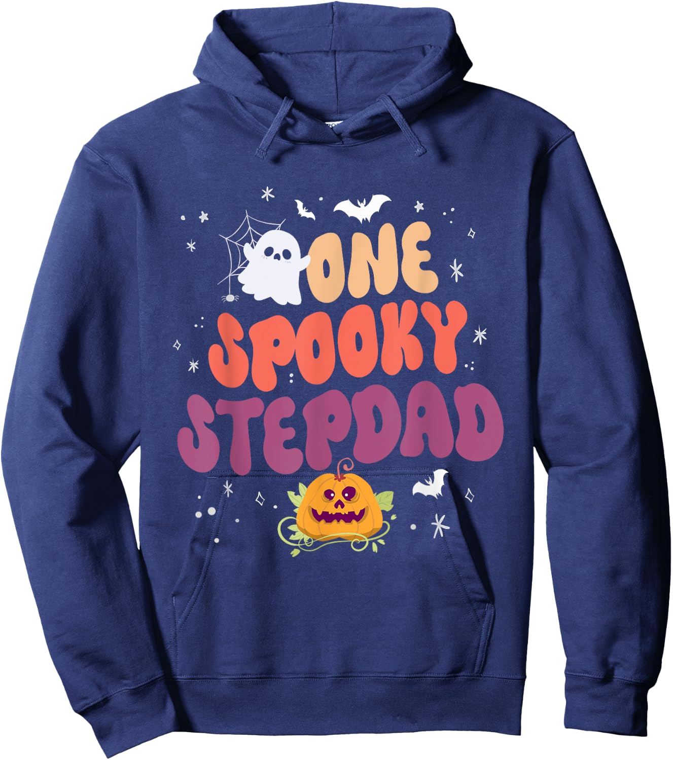 Groovy One Spooky Step Dad Halloween Pumpkin Trick Or Treat Hoodie - Hoodie | Navy