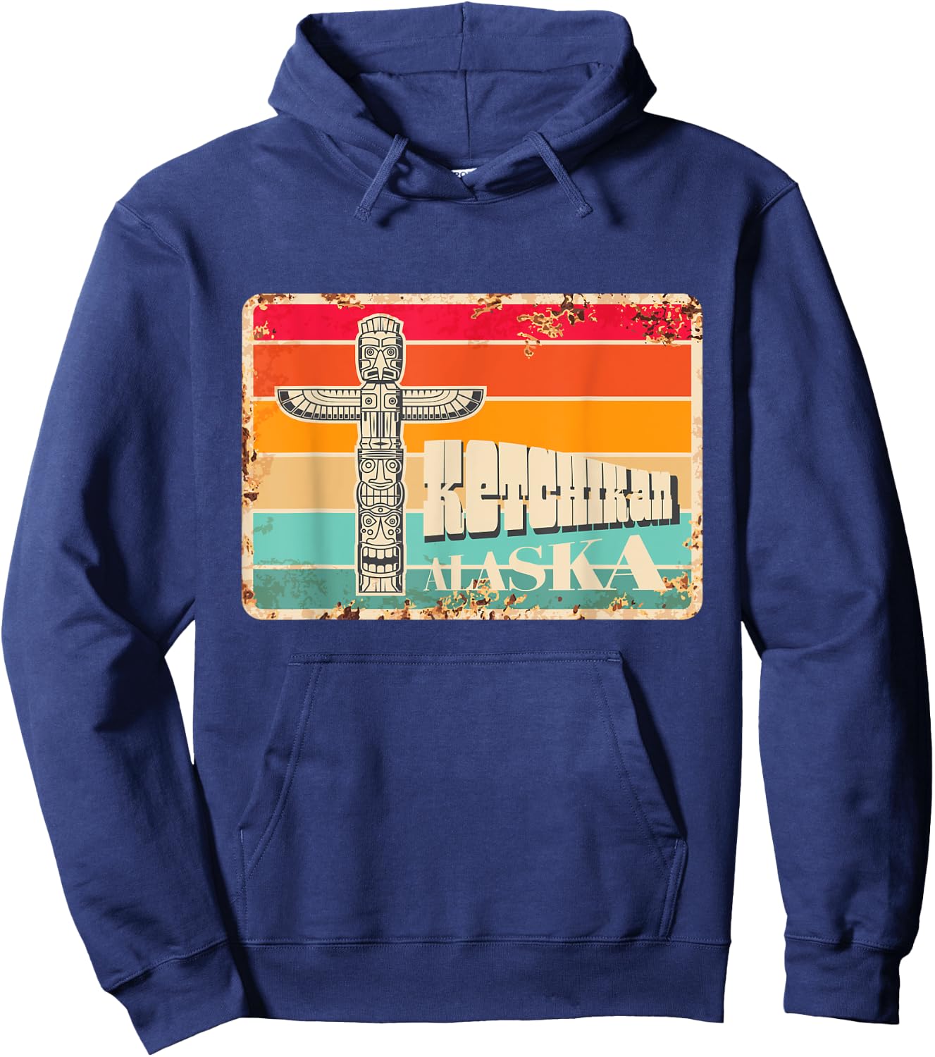 Vintage Rusty Signboard Ketchikan Indian Totem Alaska Hoodie - Hoodie | Navy