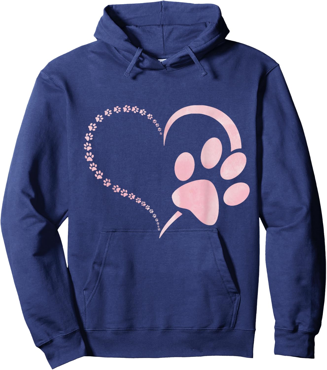 Light Pink Watercolor Dog paw Print Heart Paws Dog Lovers Hoodie - Hoodie | Navy