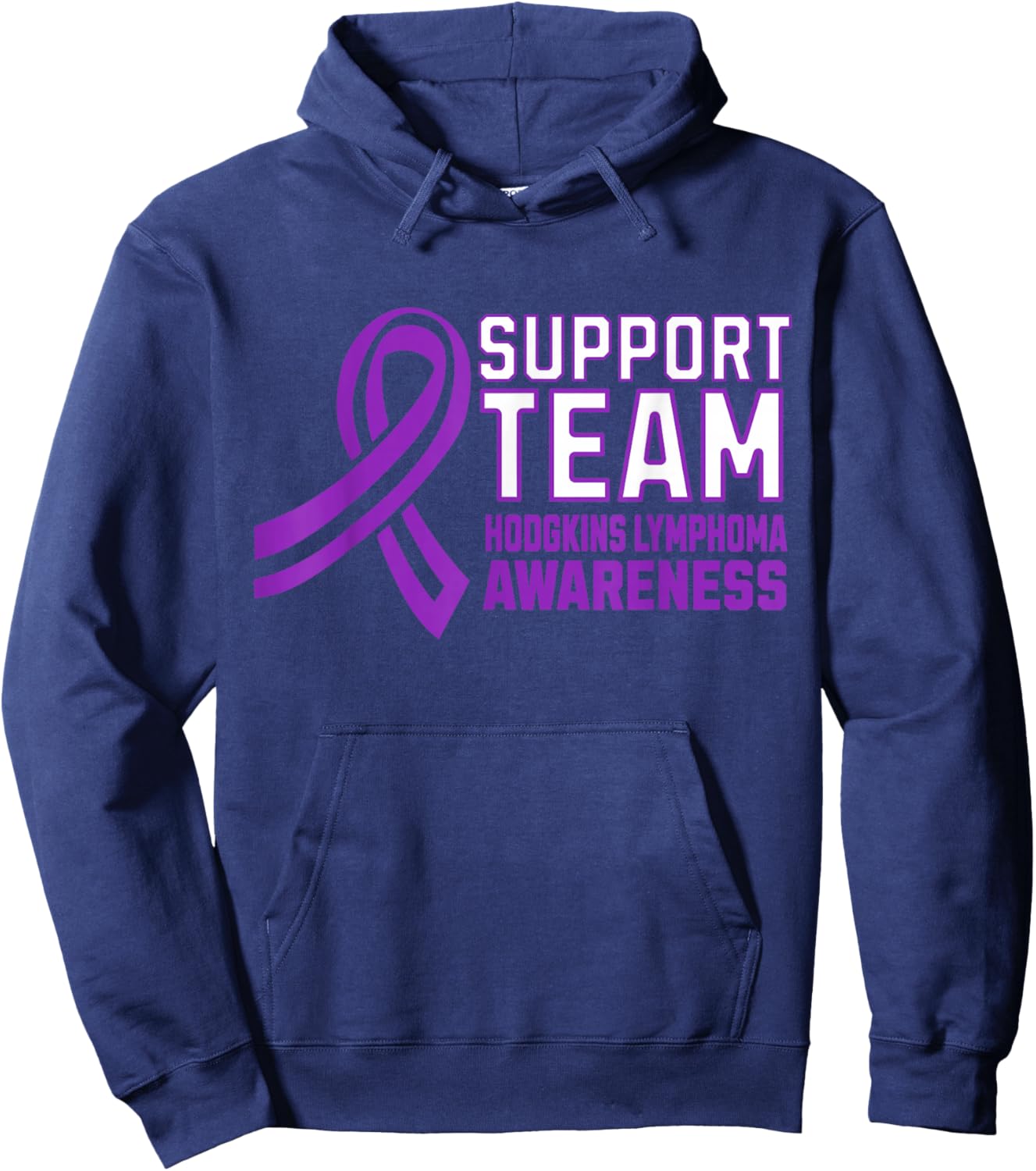 Matching Support Team Hodgkins Lymphoma Awareness Ribbon Hoodie - Hoodie | Navy