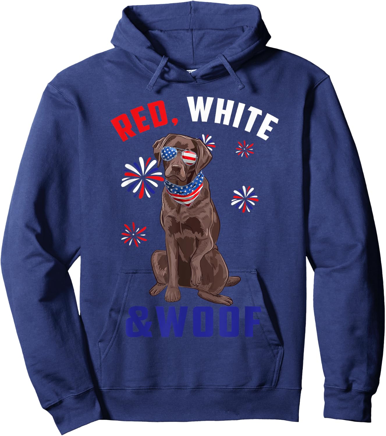 Red White And Woof Chocolate Labrador Dog Lover 4th Of July Men Hoodie - Hoodie | Navy