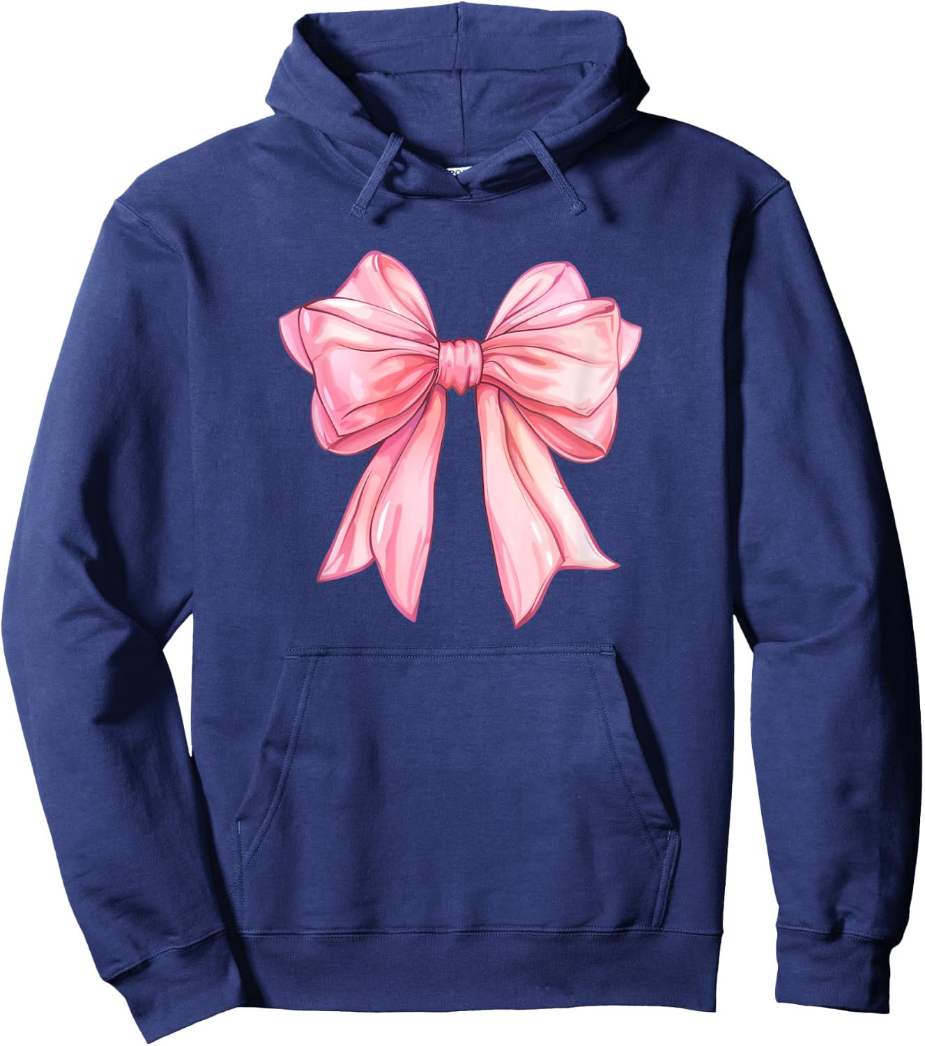 Coquette Pink Bow Watercolor Girly Big Pink Bow Soft Women Hoodie - Hoodie | Navy