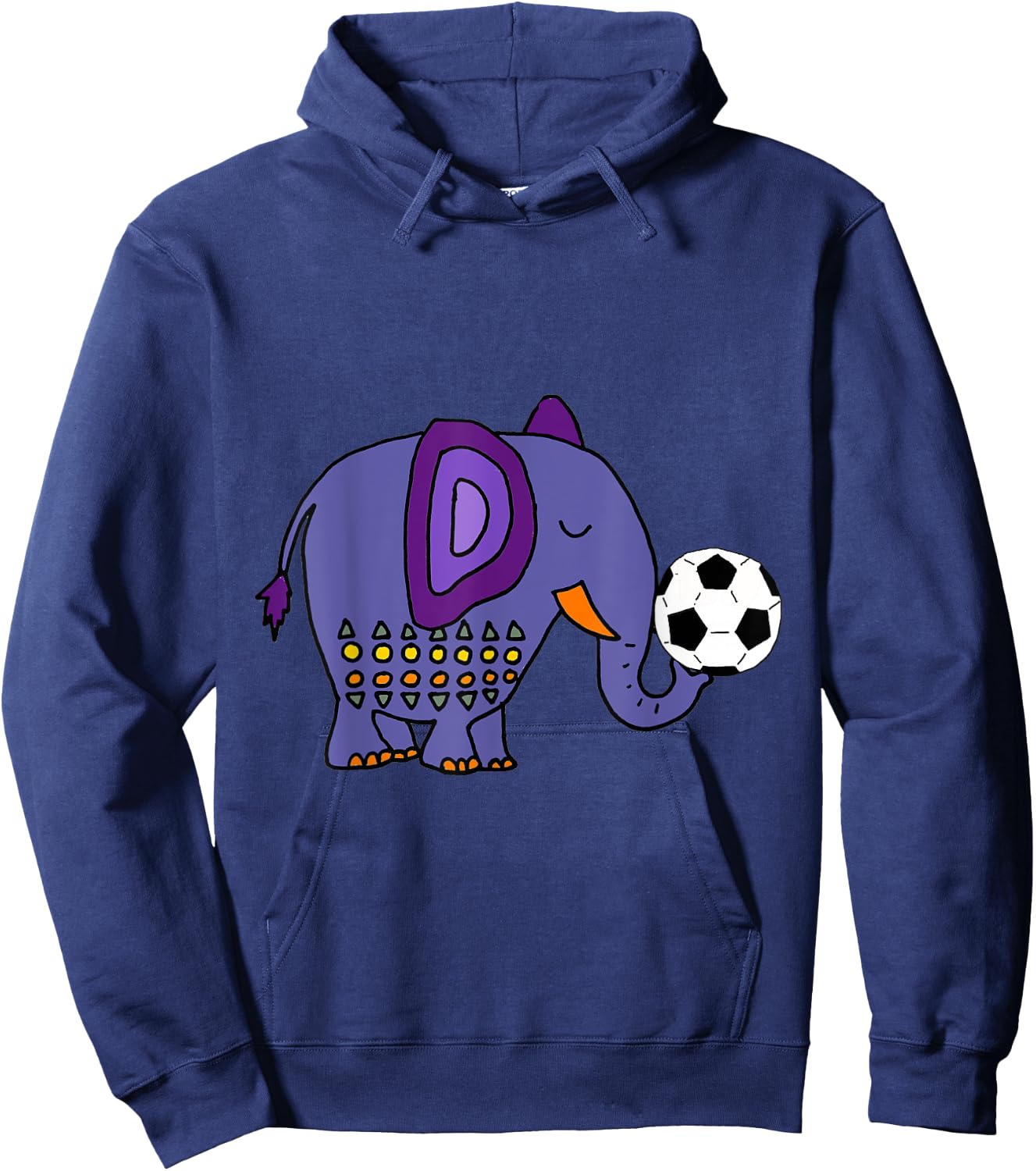 SmileteesAnim Funny Blue Elephant Playing Soccer Hoodie - Hoodie | Navy