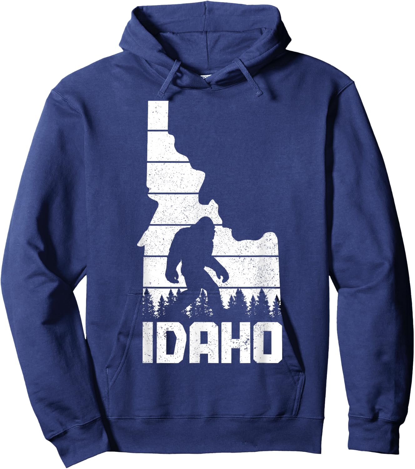 Idaho Bigfoot State Map Hunting Hunter Funny Pride Vintage Hoodie - Hoodie | Navy