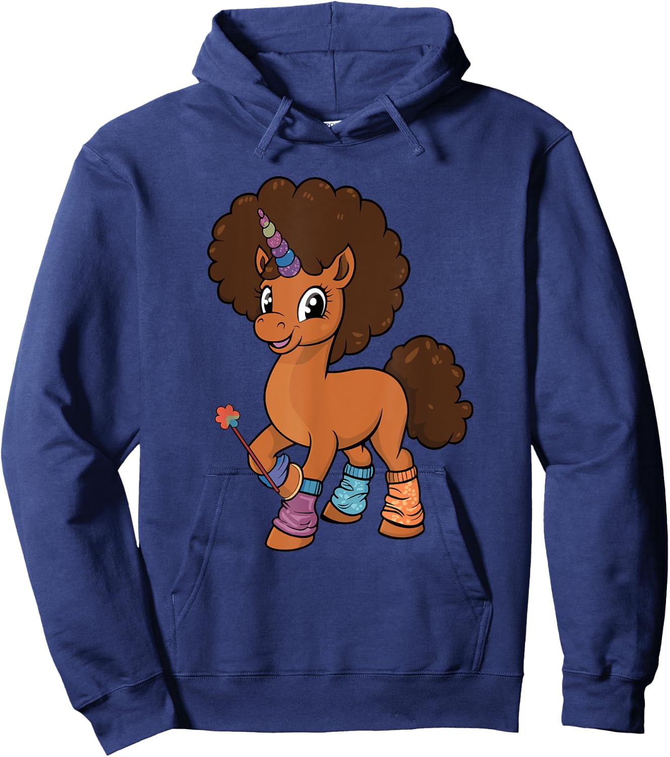 Unicorn With Afro Costume Toddler Girls Melanin African Kids Hoodie - Hoodie | Navy