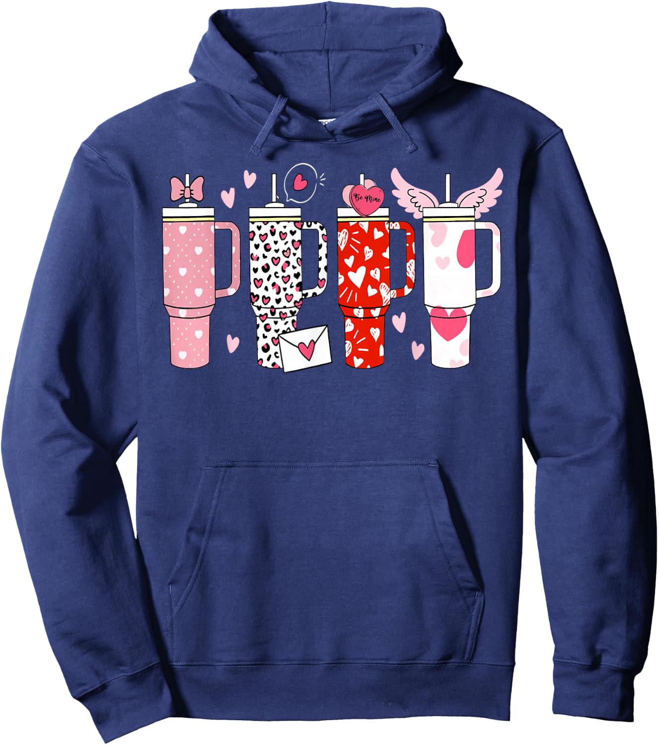 Retro Valentines Candy Heart Tumbler Inspired Girls Hoodie - Hoodie | Navy