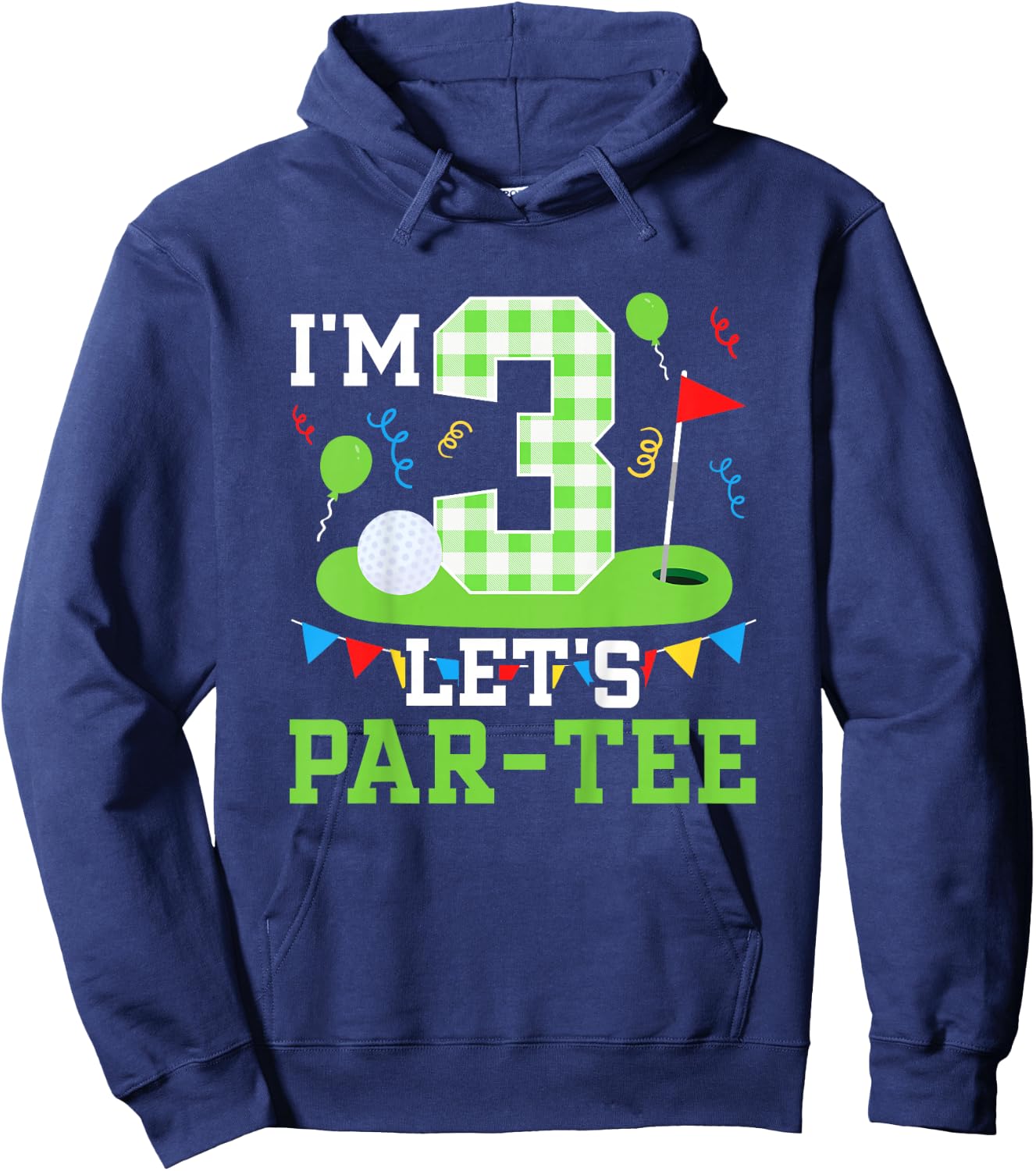 Kids 3rd Birthday Party Golf Boy Three Year Old Golfer Hoodie - Hoodie | Navy