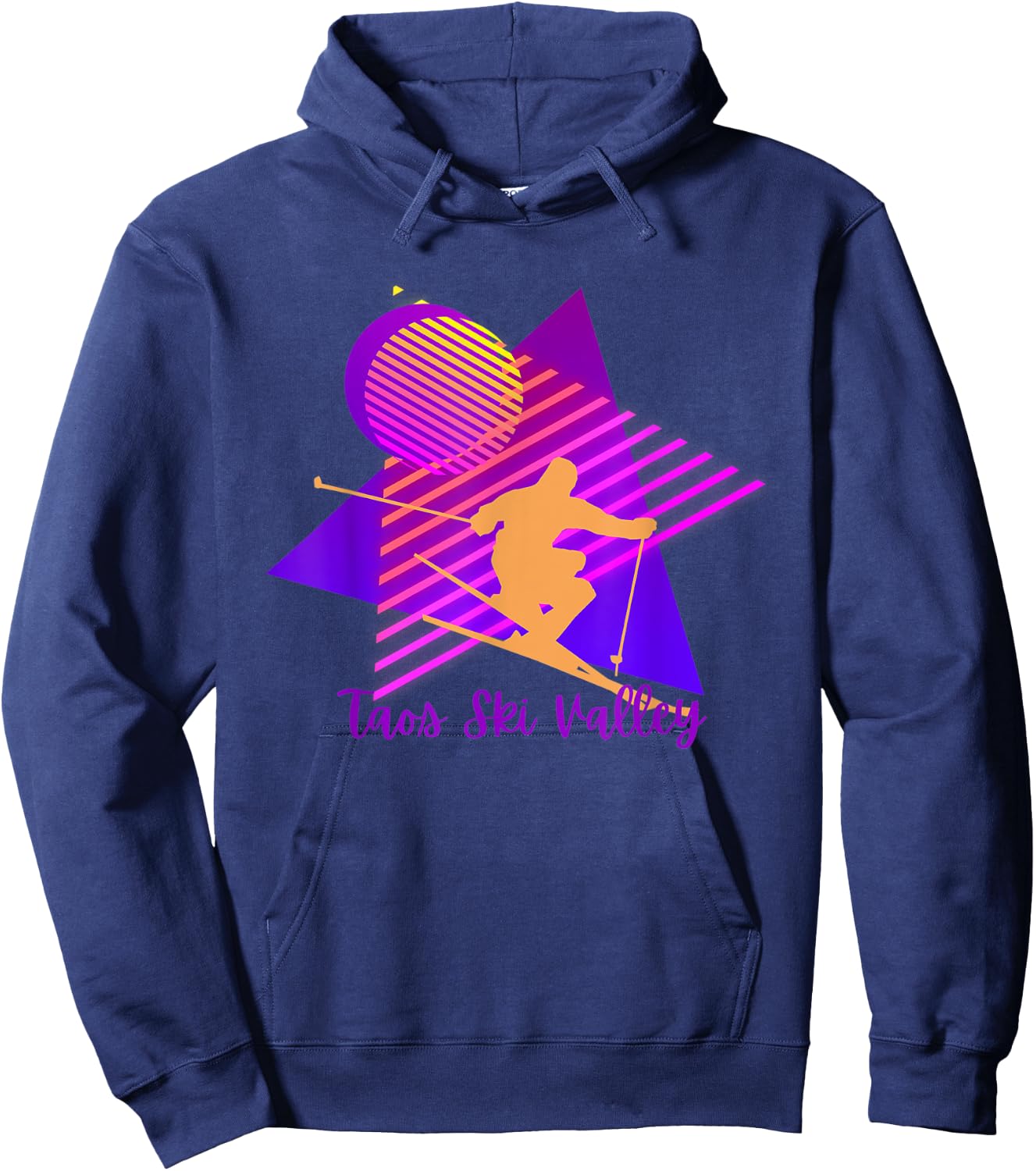 80s Pink and Purple Taos Ski Valley New Mexico Skiing Hoodie - Hoodie | Navy
