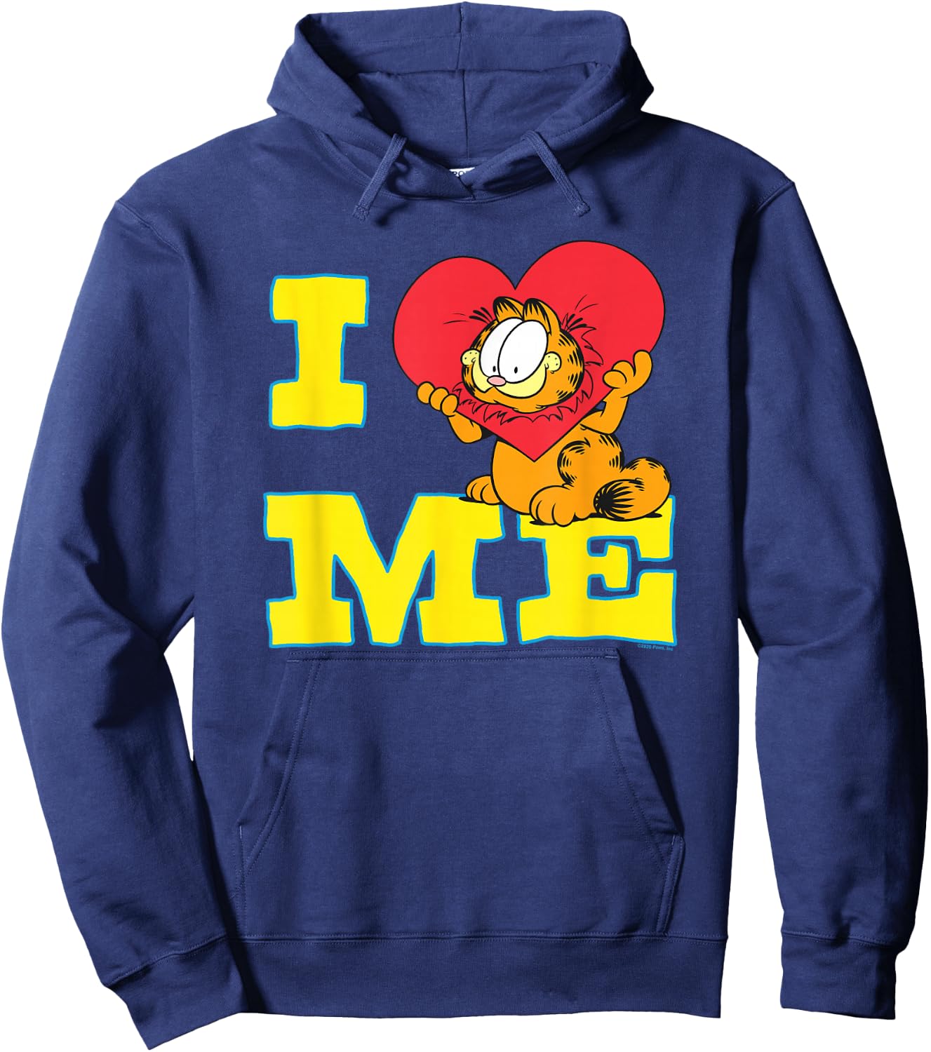 Garfield I Heart Me Funny Block Letters Love Cat Cartoon Hoodie - Hoodie | Navy