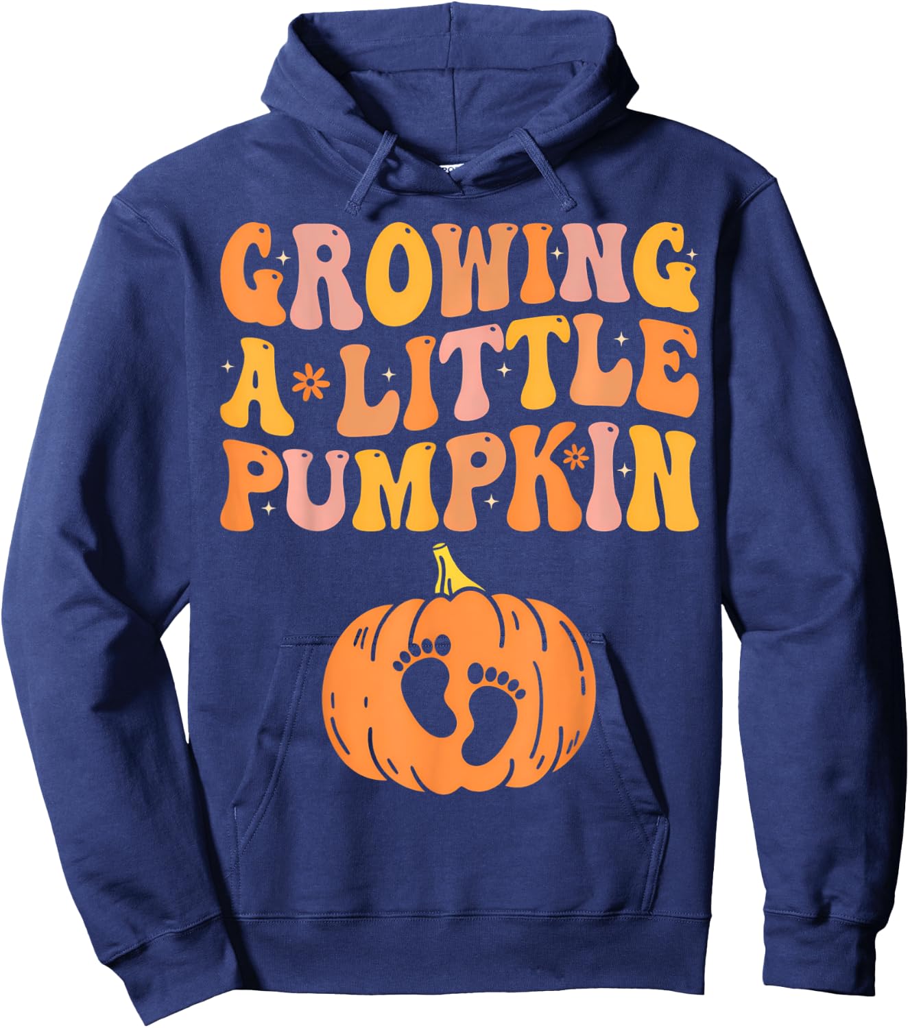 Growing A Little Pumpkin Pregnancy Announcement Halloween Hoodie - Hoodie | Navy