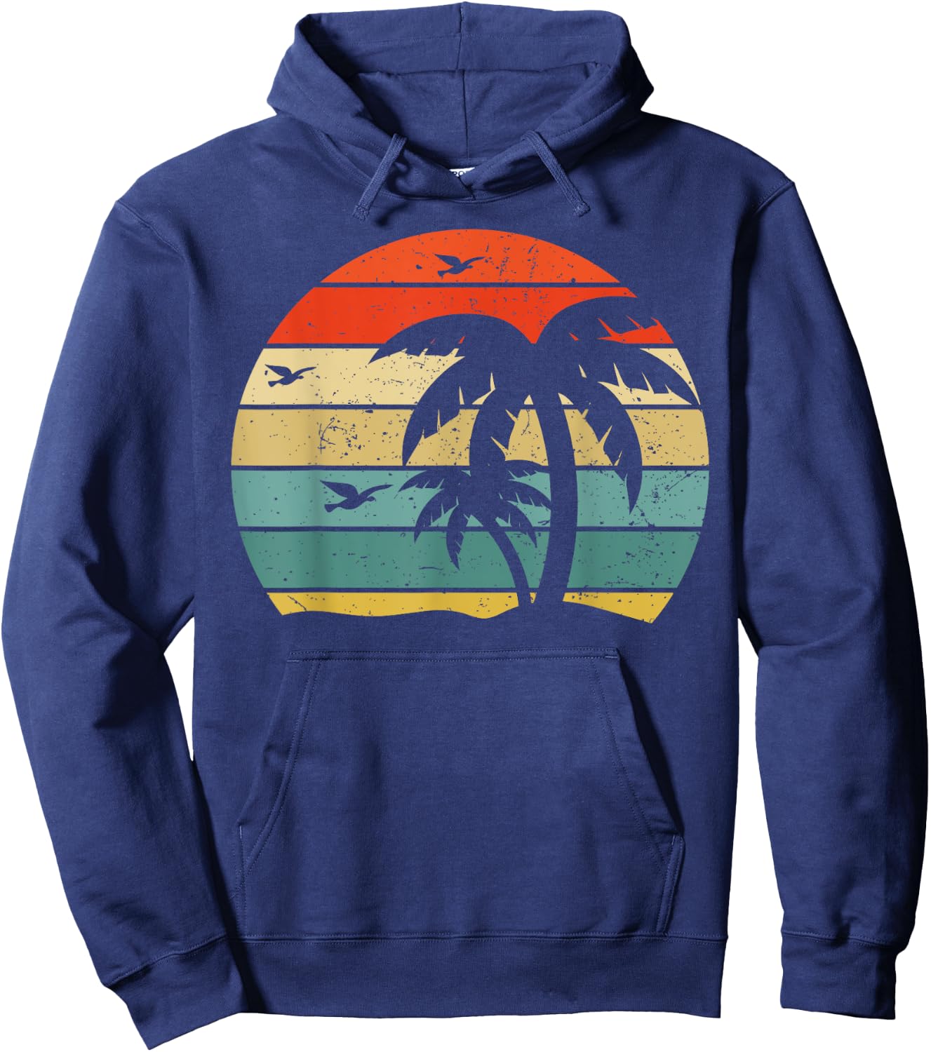 Cool Tropical Palm Trees Beach Retro Holiday Vintage Hoodie - Hoodie | Navy