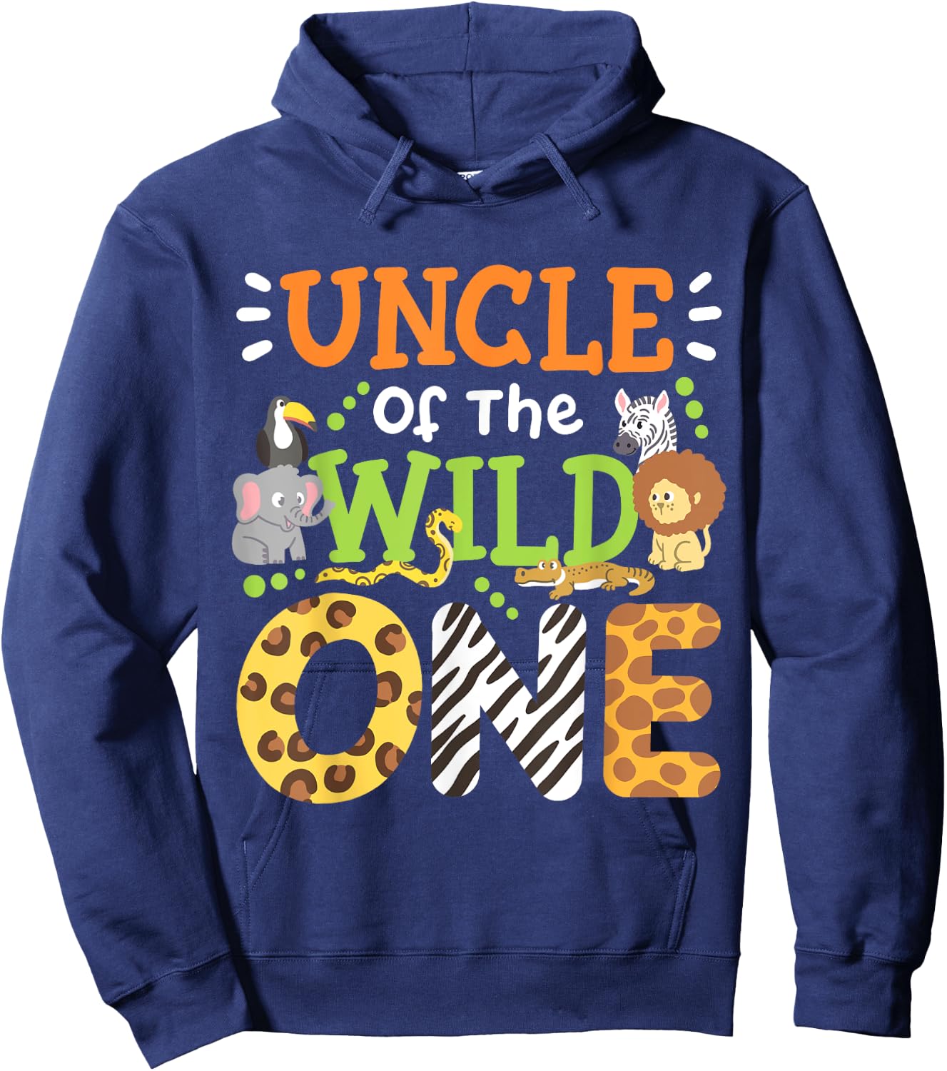 Uncle Of The Wild One Kids Boys Safari Zoo Birthday Family Hoodie - Hoodie | Navy