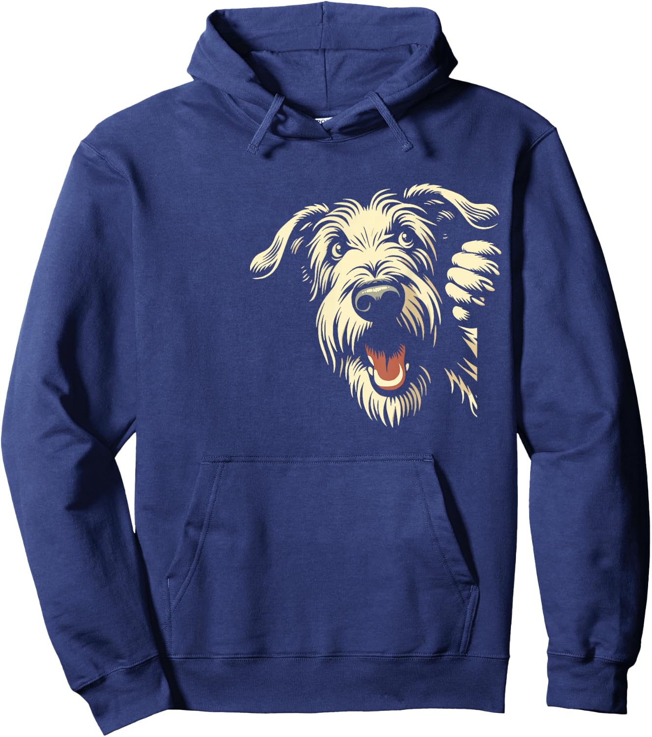 Funny Irish Wolfhound Peeking Dog Graphic Design Hoodie - Hoodie | Navy