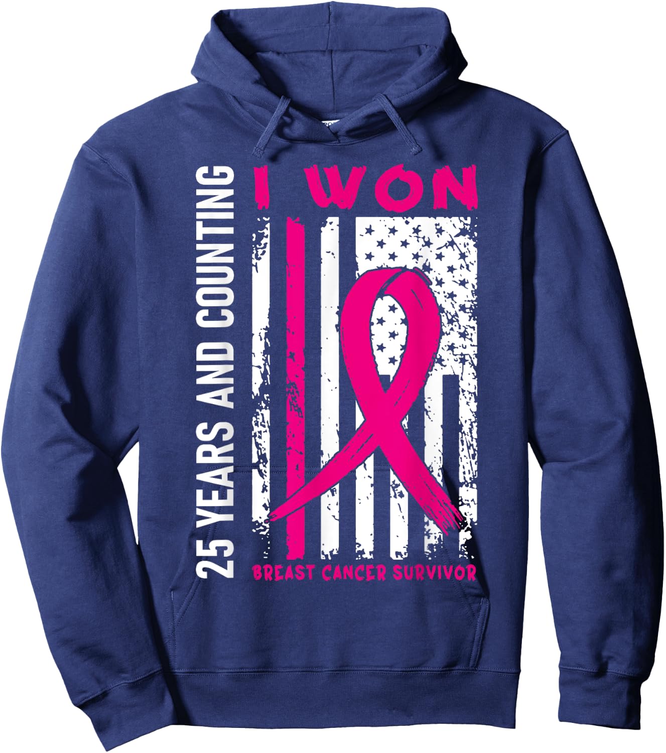 I Won Breast Cancer Survivor 25 Year Anniversary Counting Hoodie - Hoodie | Navy