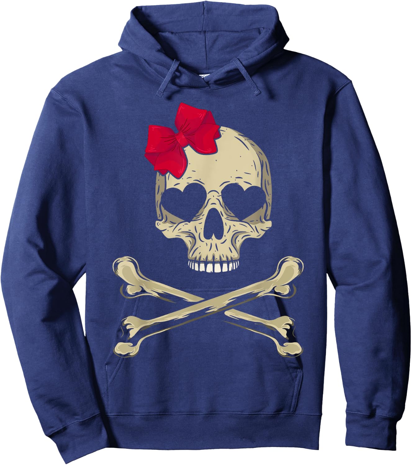Cute Skull and Cross bone Pink Bow Tie Women Girls Adorable Hoodie - Hoodie | Navy