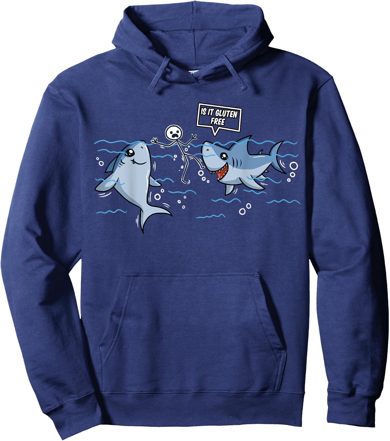Gluten Free Shark Gift Celiac Disease Hoodie - Hoodie | Navy