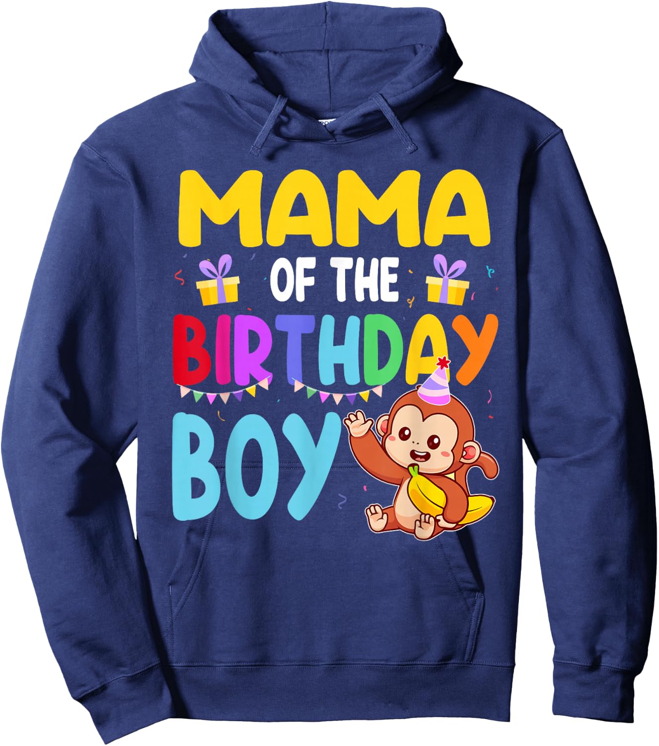 Mama Of The Birthday Boy Monkey Family Matching Hoodie - Hoodie | Navy