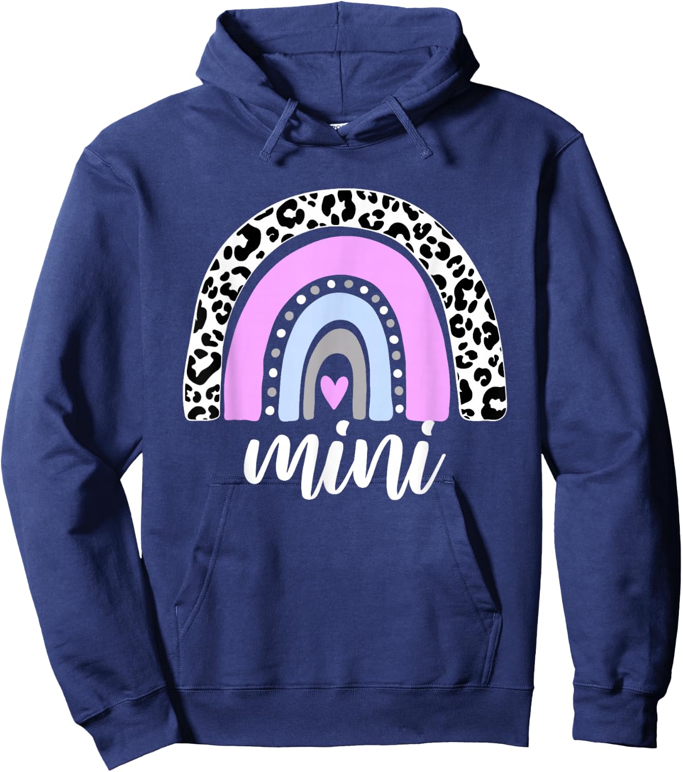 Mini Rainbow Leopard Mum Blessed Mum & Mini Matching Hoodie - Hoodie | Navy