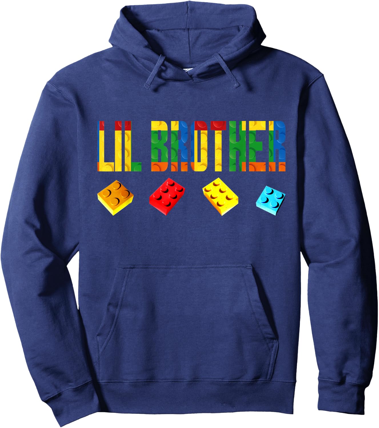 Lil Brother Master Builder Building Blocks Birthday Family Hoodie - Hoodie | Navy