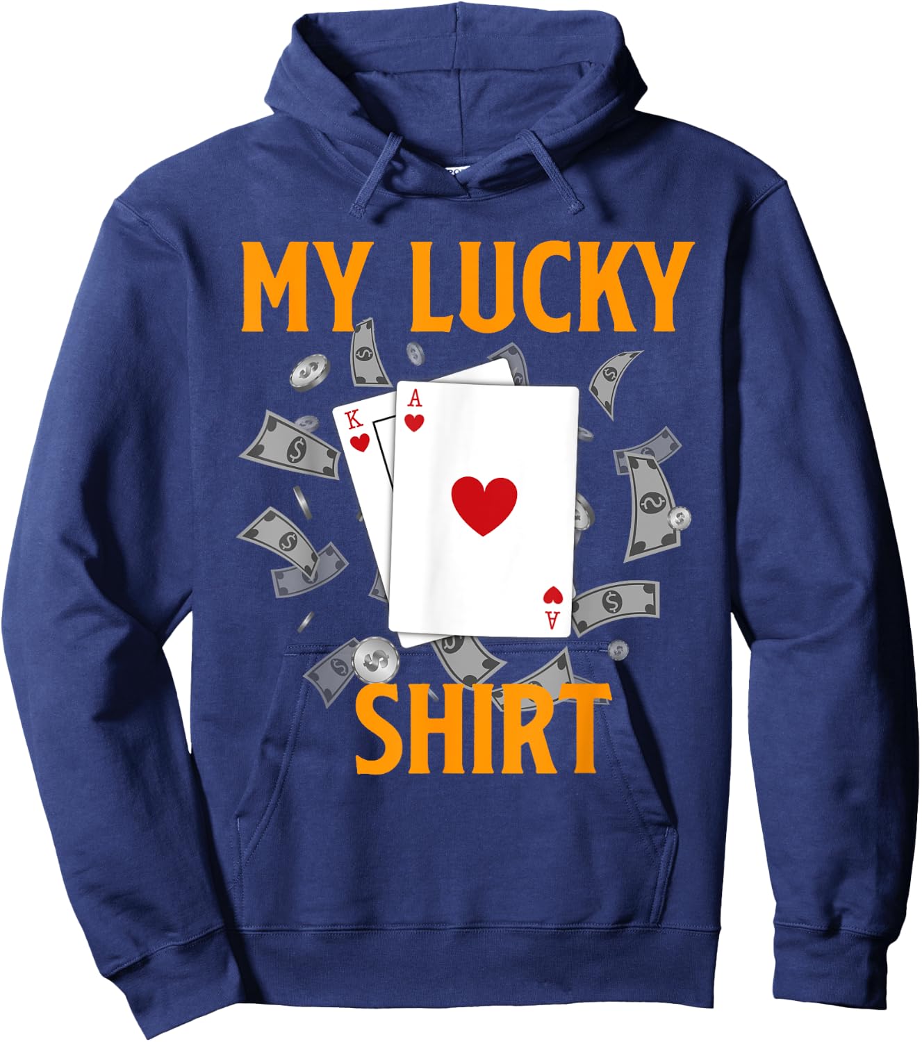 Blackjack 21 MY LUCKY BLACKJACK SHIRT Funny Gambling Hoodie - Hoodie | Navy