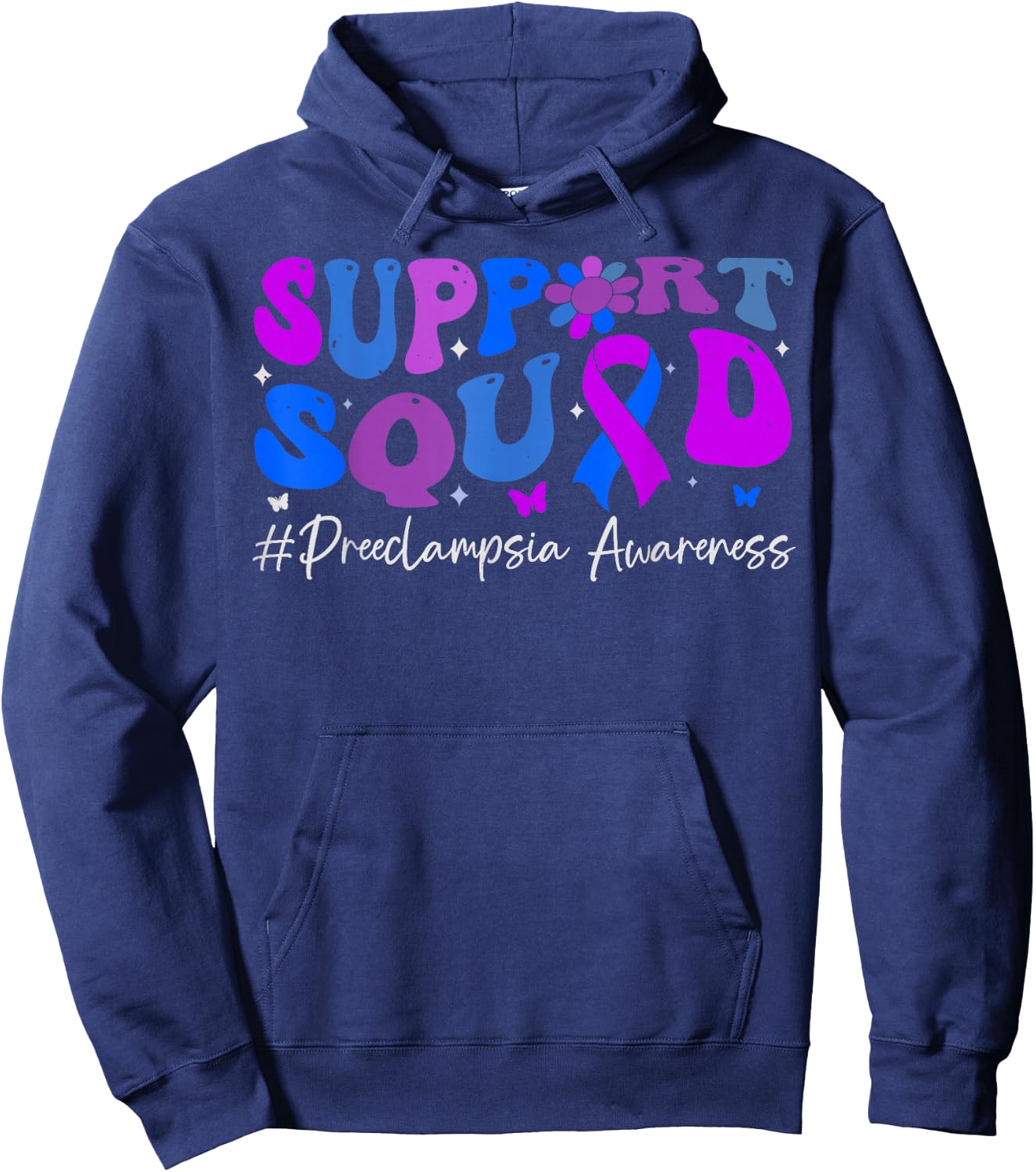 Preeclampsia Awareness Support Squad Groovy Women Hoodie - Hoodie | Navy