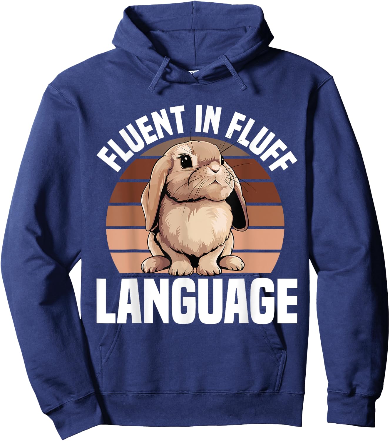 Fluffy Holland Lop Bunny Stuffed Animal Plush Lop Bunny Hoodie - Hoodie | Navy