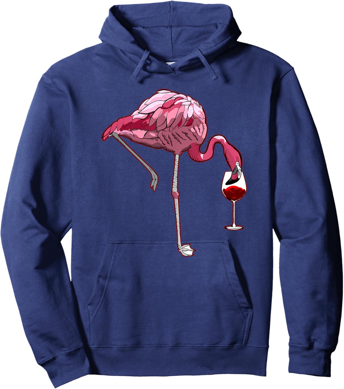 Flamingo Wine Tasting Humor Drinking Hoodie - Hoodie | Navy