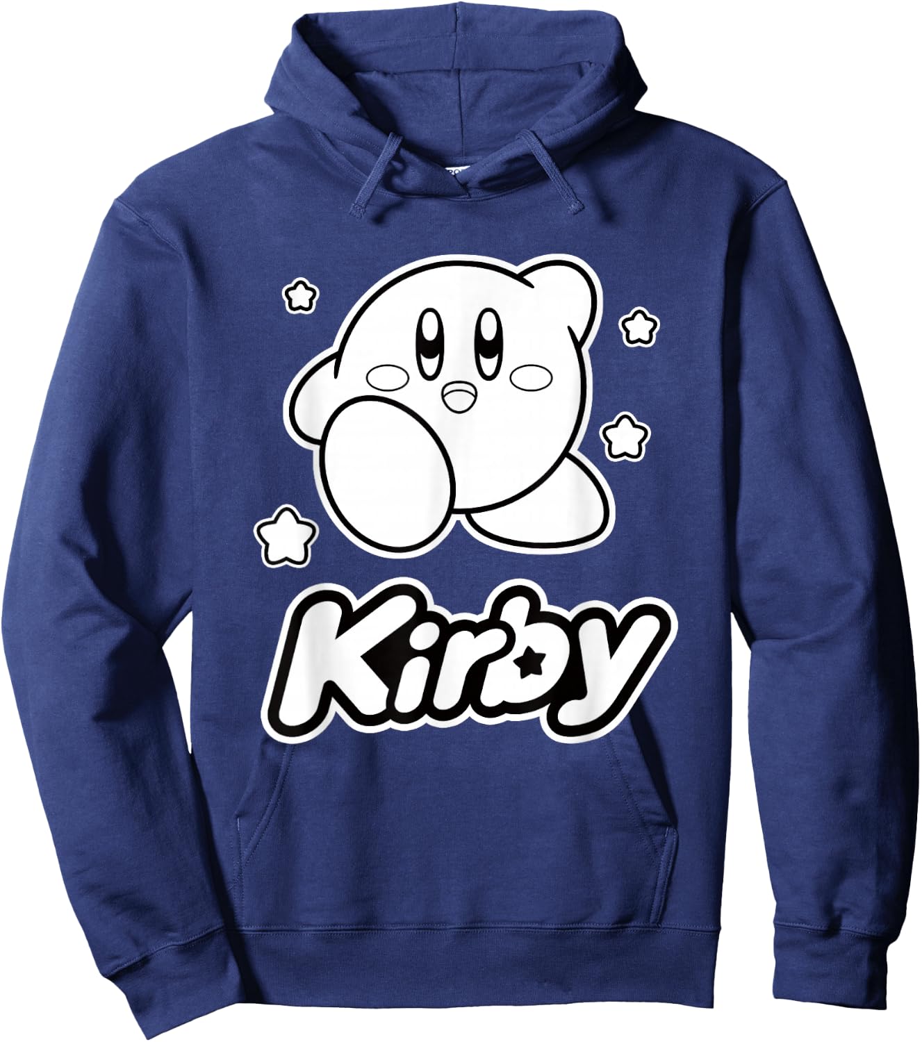 Kirby Stars Black & White Big Character Portrait Hoodie - Hoodie | Navy