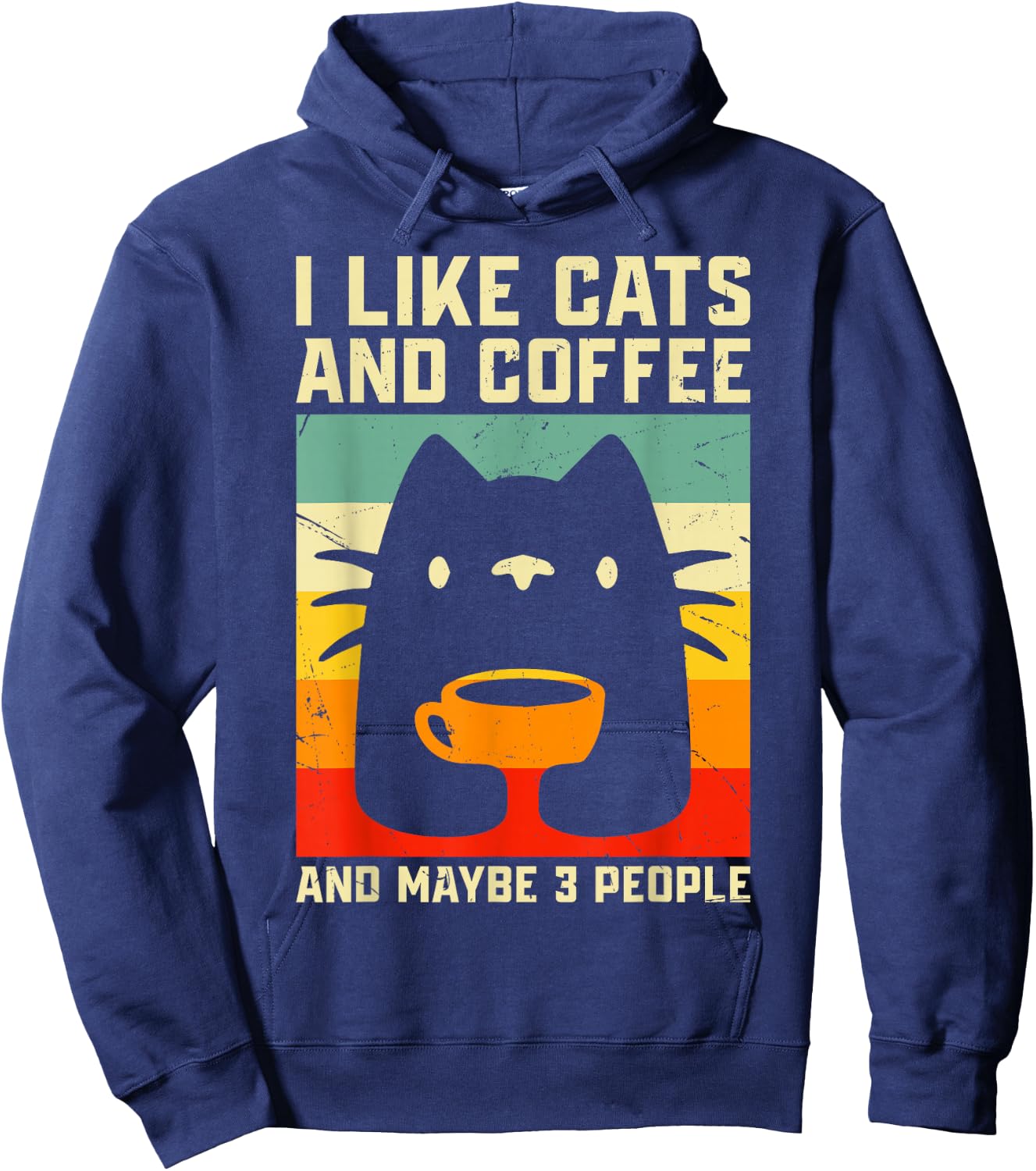 I Like Cats and Coffee and Maybe 3 People Hoodie - Hoodie | Navy
