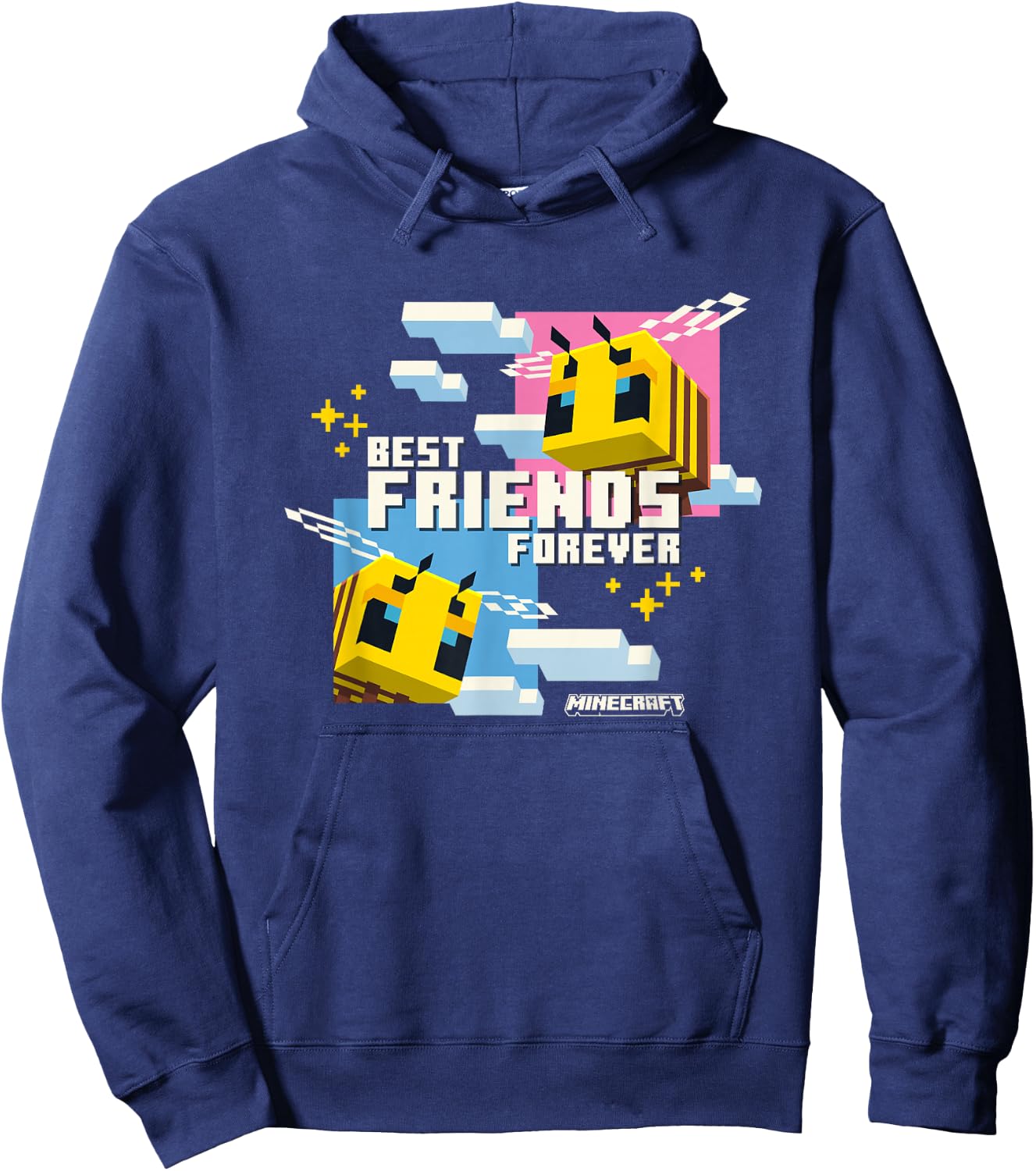 Minecraft Best Friends Forever Bees Flying Pink & Blue Hoodie - Hoodie | Navy