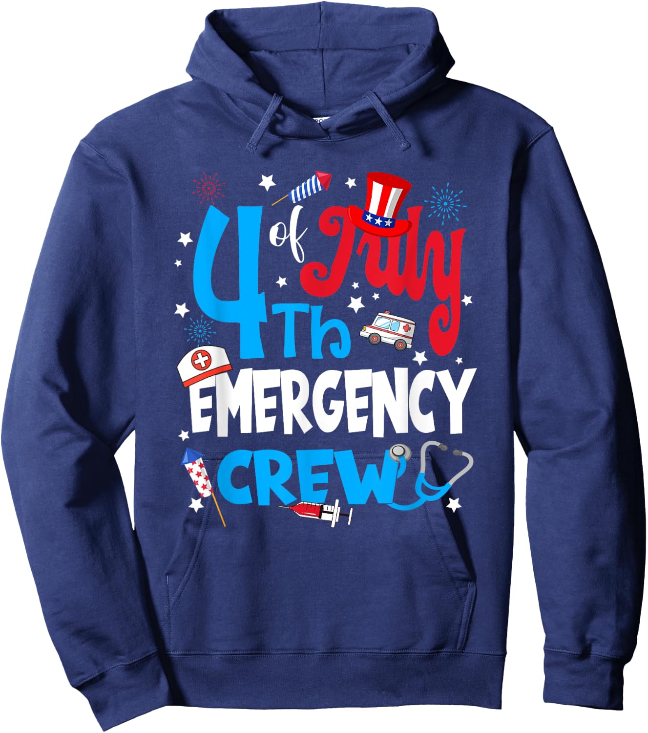 4th Of July Emergency Crew Emergency Nurse Fireworks Men Hoodie - Hoodie | Navy