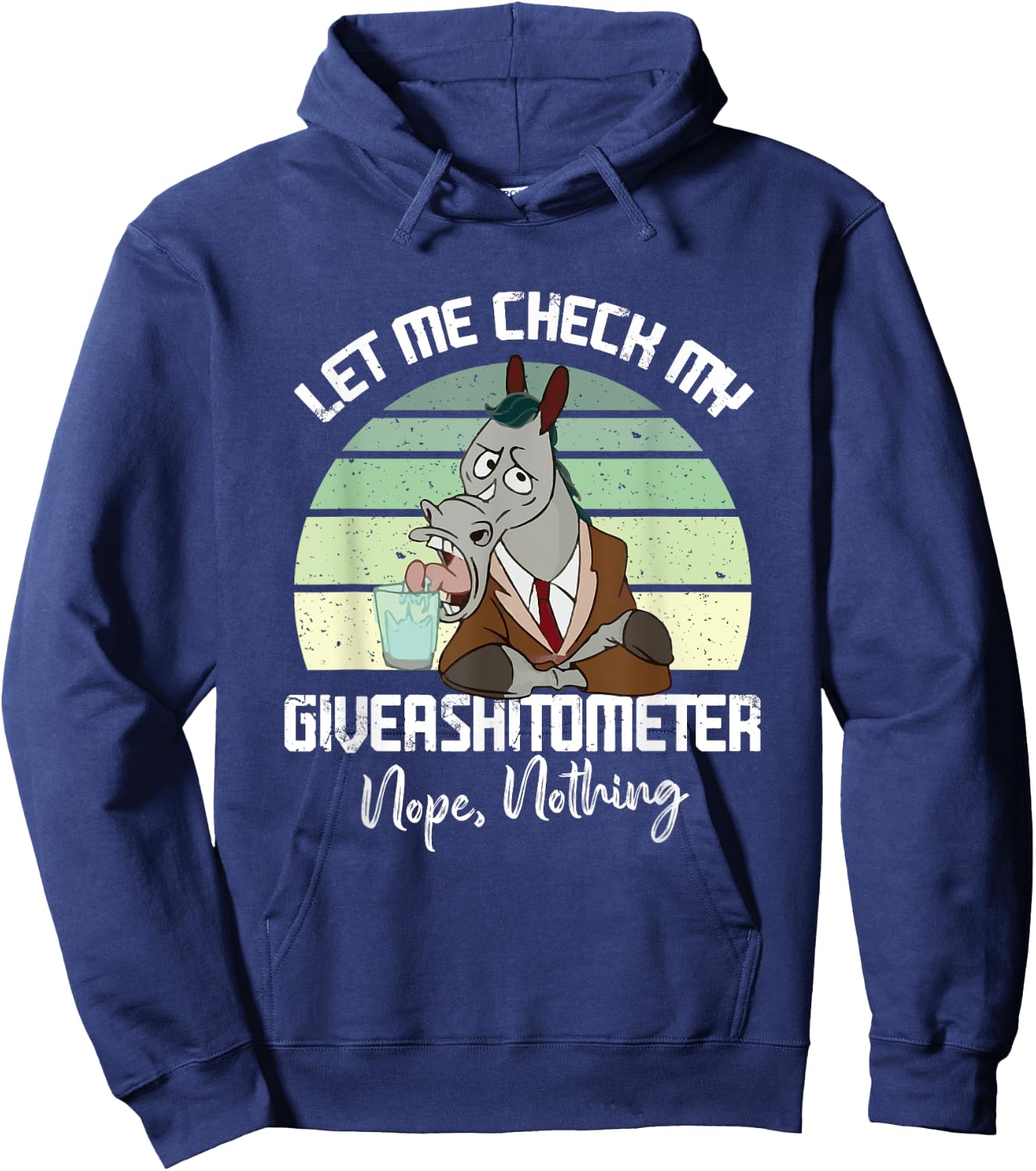 Let Me Check My Giveashitometer Nope Nothing Funny Horse Hoodie - Hoodie | Navy