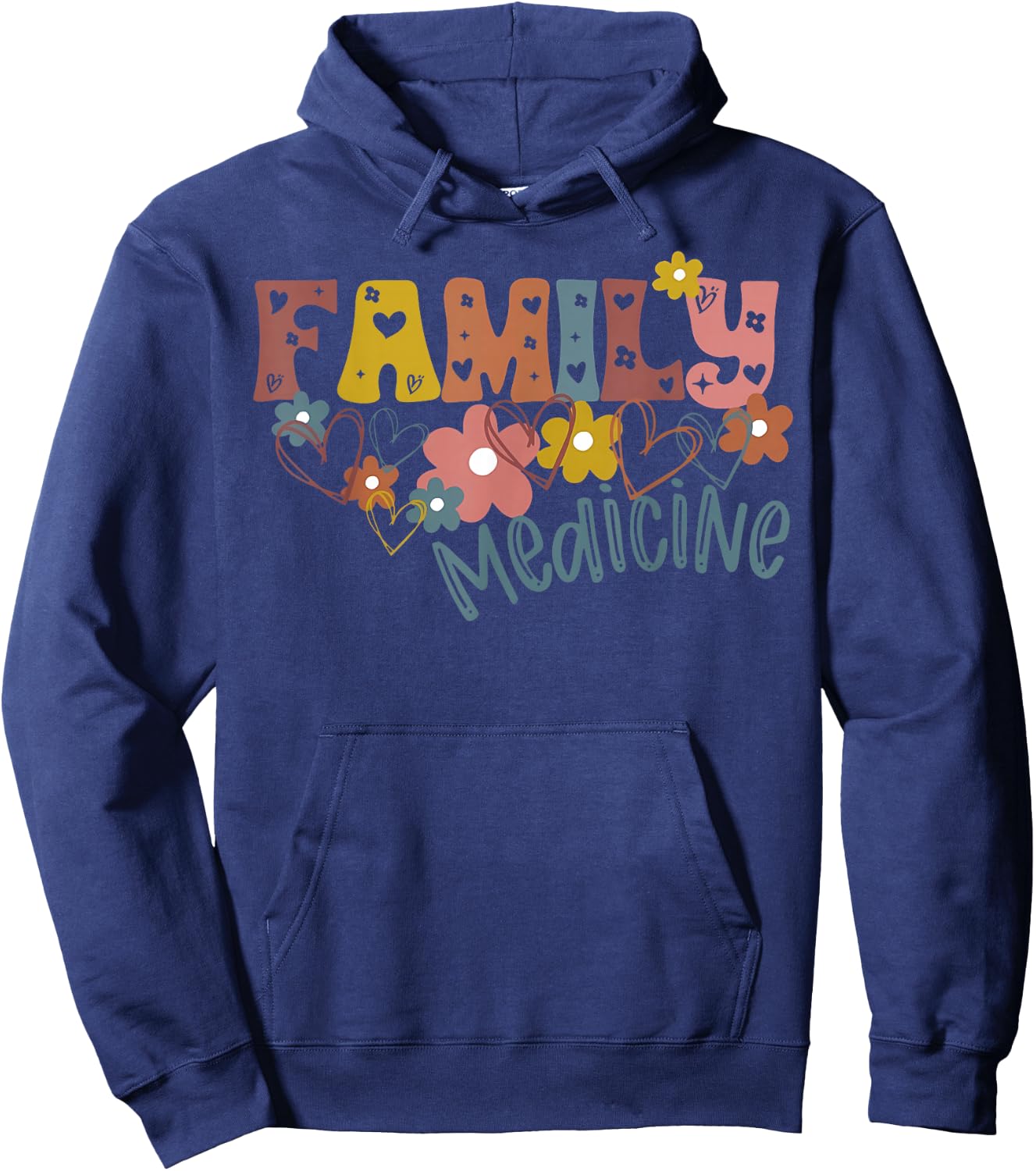 Floral Retro Family Medicine Health Clinic Office Staff Hoodie - Hoodie | Navy
