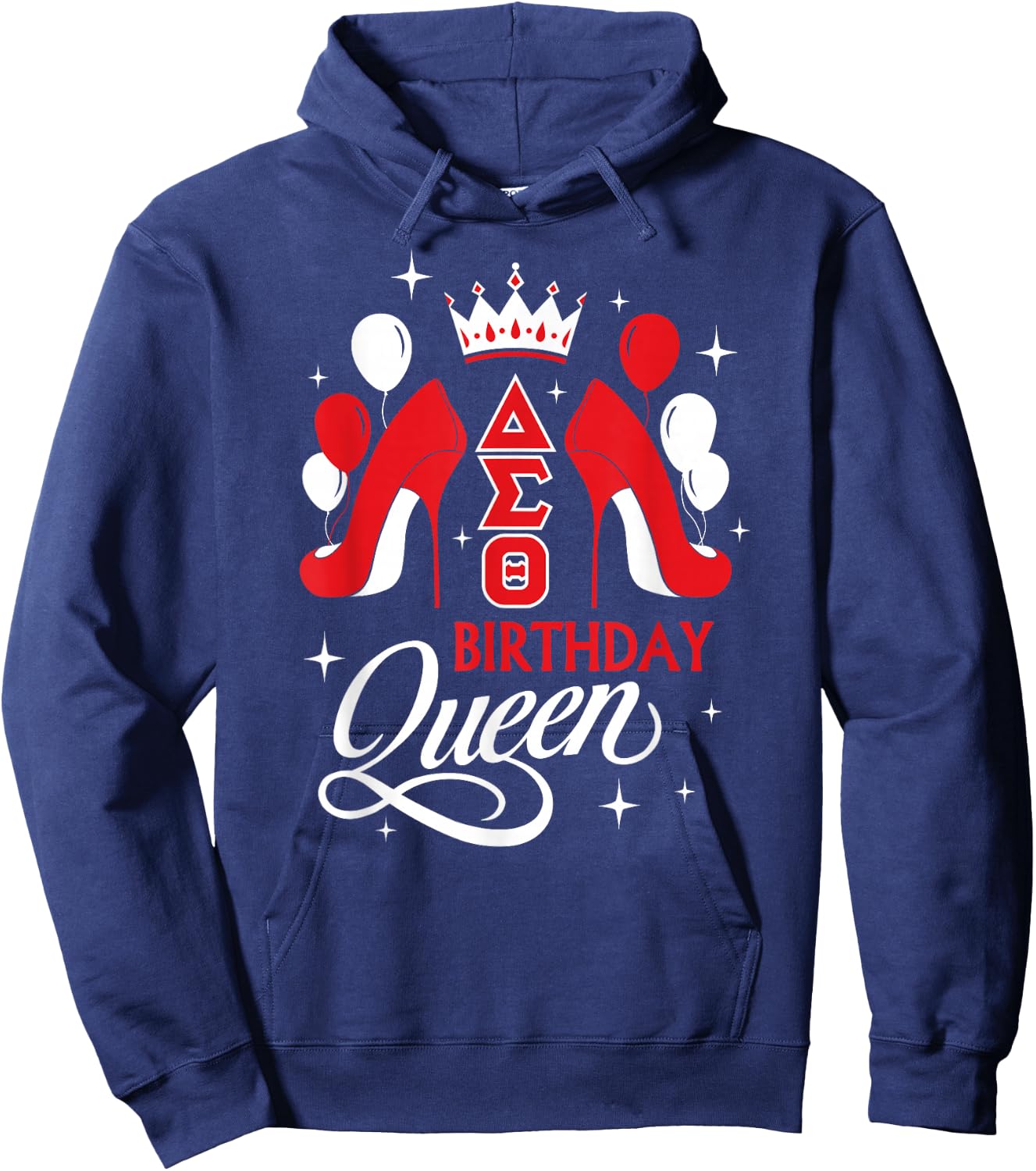 Delta Sigma Theta Sorority Paraphernalia, Birthday Queen Hoodie - Hoodie | Navy