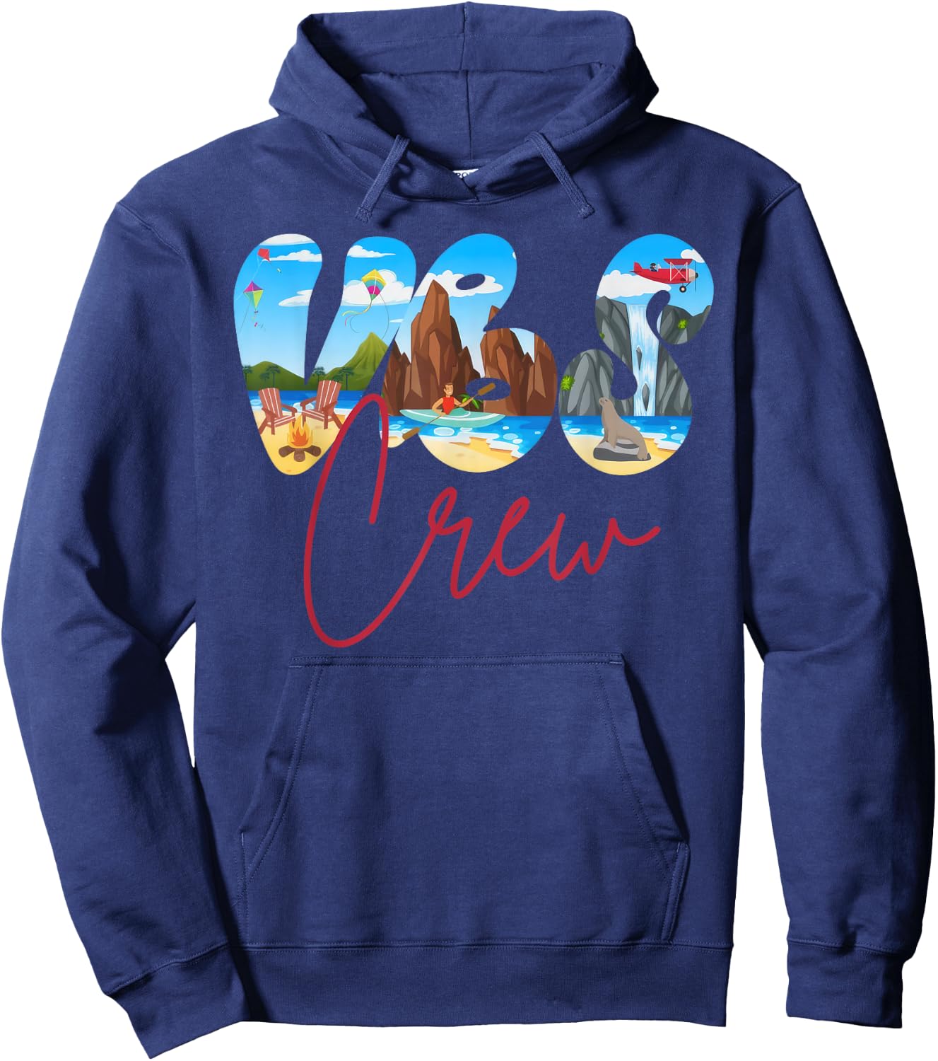 Scuba VBS Crew Breaker Rock Beach VBS 2024 Christian Women Kids Hoodie - Hoodie | Navy