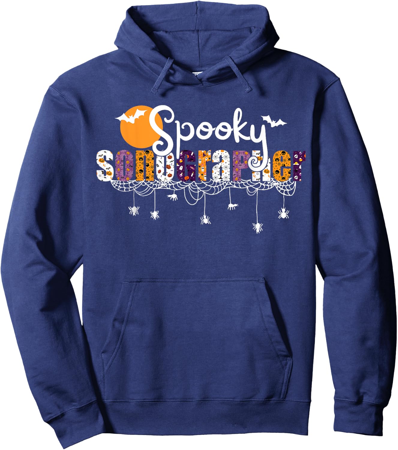 Retro Spooky Sonographer Halloween Ultrasound Technologist Hoodie - Hoodie | Navy