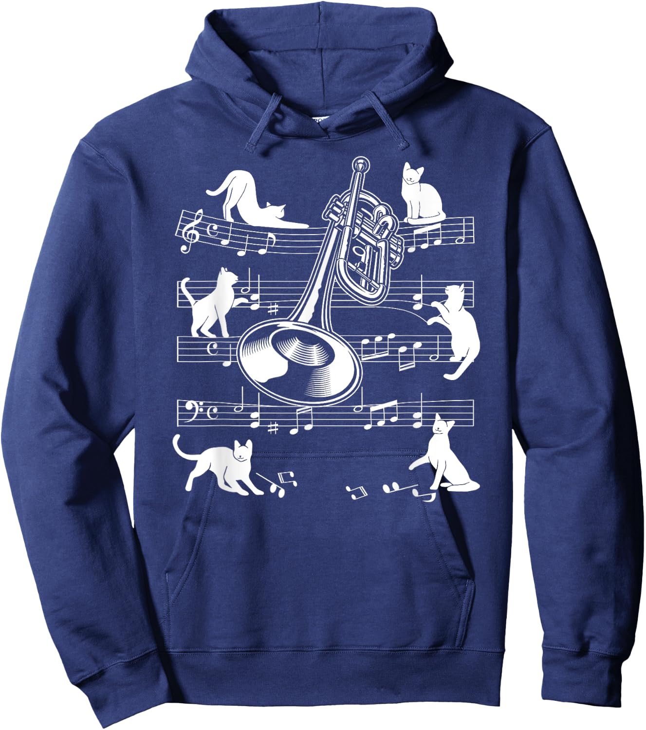 Trumpeter Cats for Cat loving Trumpet player Hoodie - Hoodie | Navy