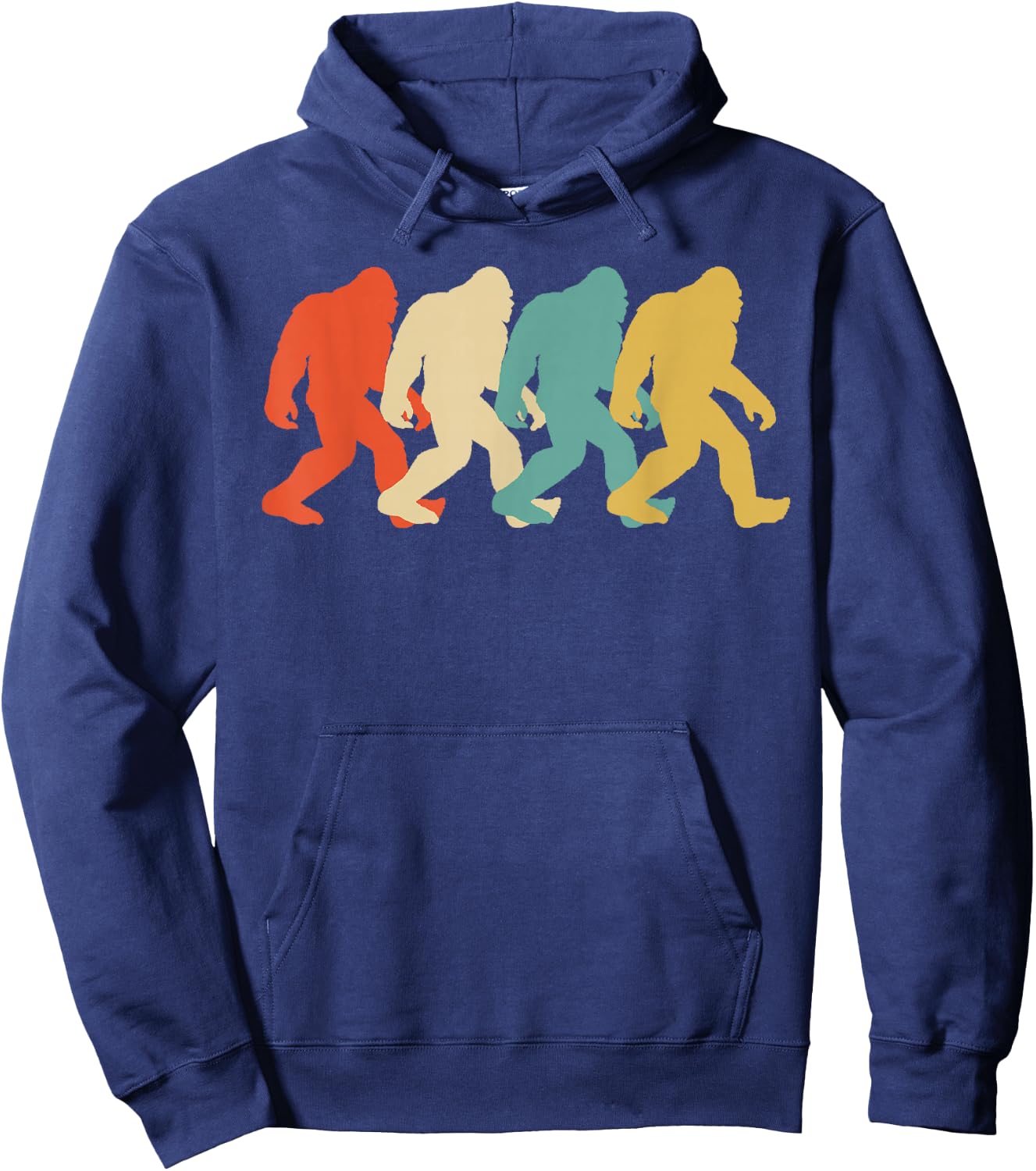 Bigfoot Silhouette Retro Pop Art Sasquatch Graphic Hoodie - Hoodie | Navy