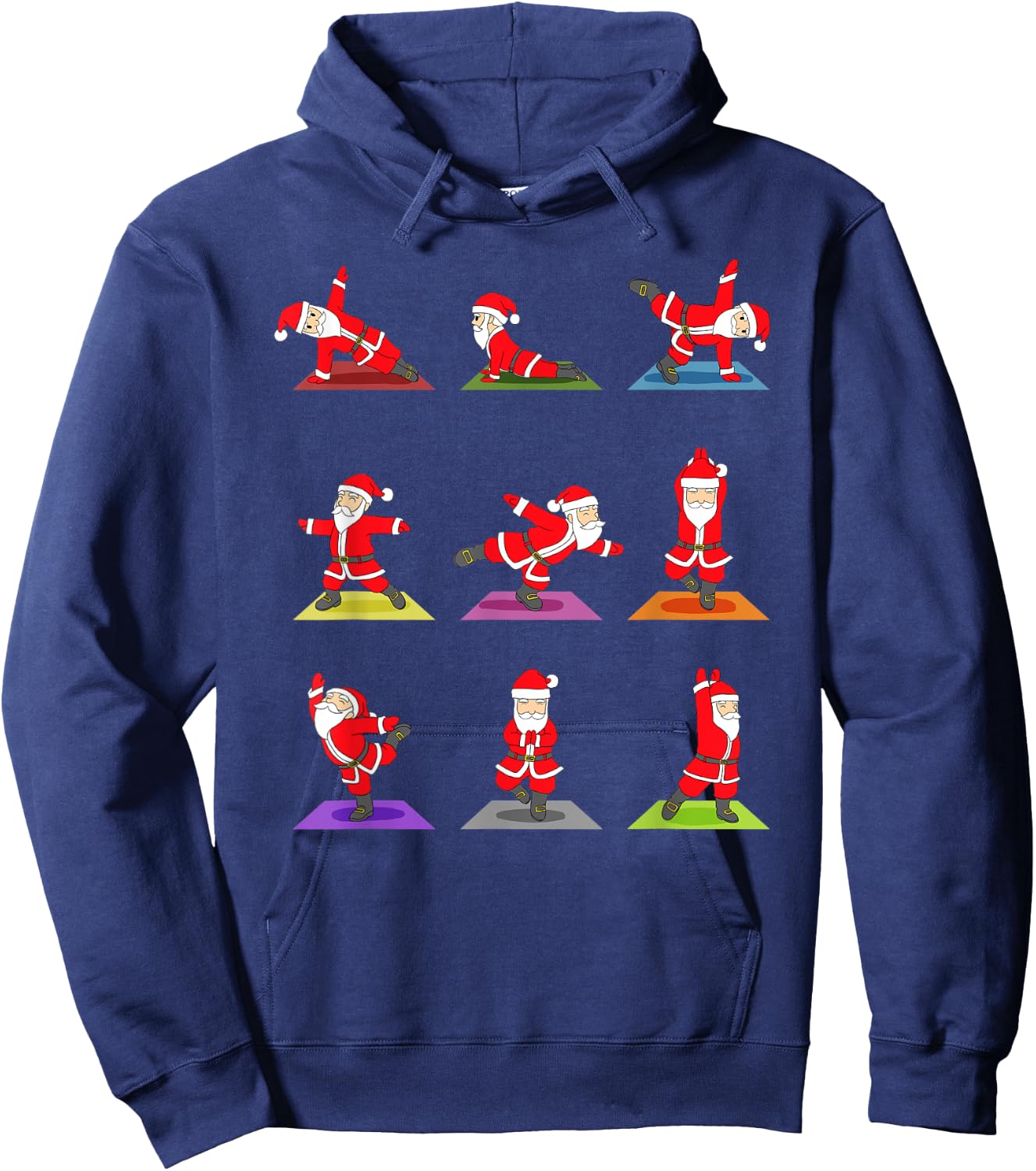 Christmas Yoga Santa Claus Xmas Gift Hoodie - Hoodie | Navy