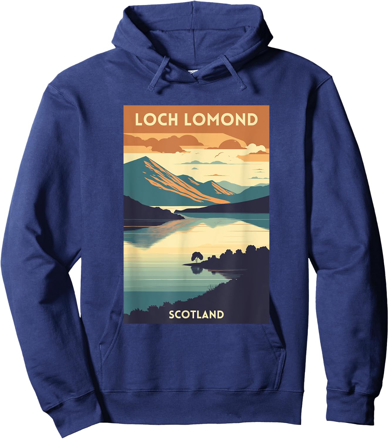 Loch Lomond Scotland Scottish Highlands UK Retro Travel Hoodie - Hoodie | Navy