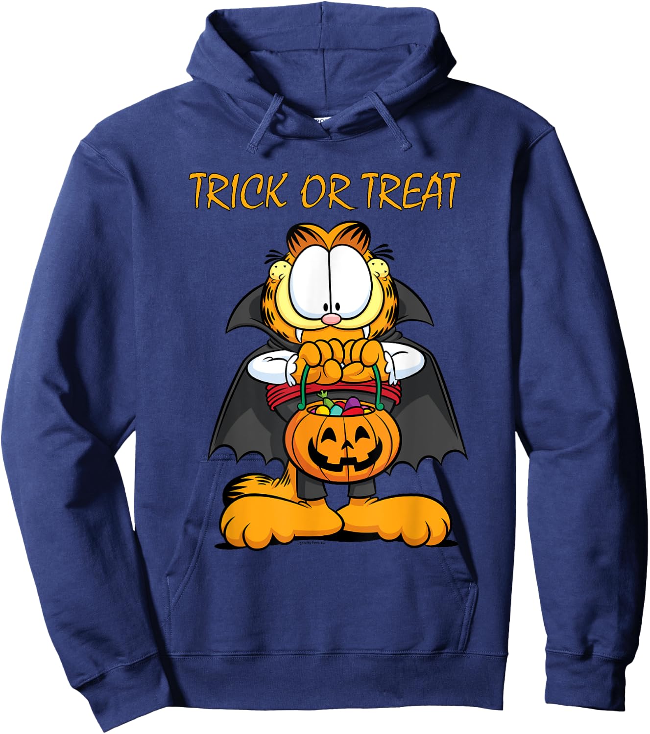 Garfield Halloween Trick Or Treat Pumpkin Hoodie - Hoodie | Navy